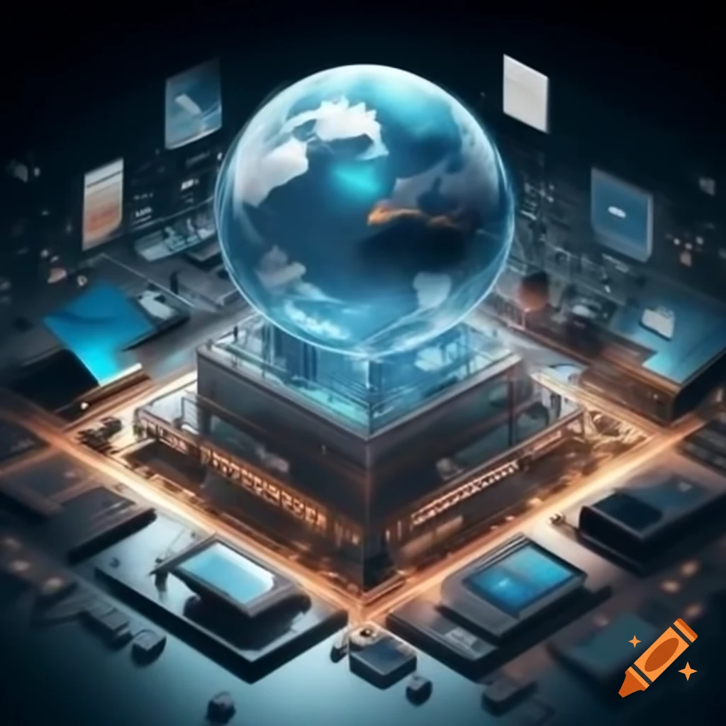 Futuristic AI city showcasing modern buildings, robots, and advanced technology