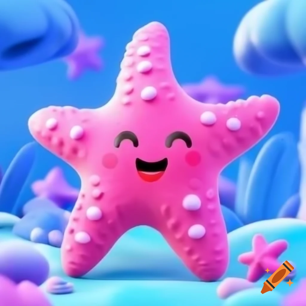 Smiling pink starfish