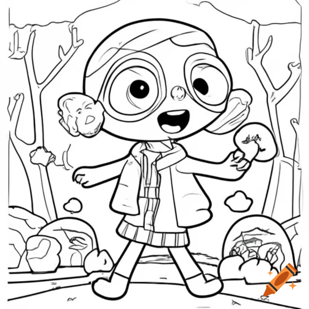 Black and white cartoon animal coloring page for children