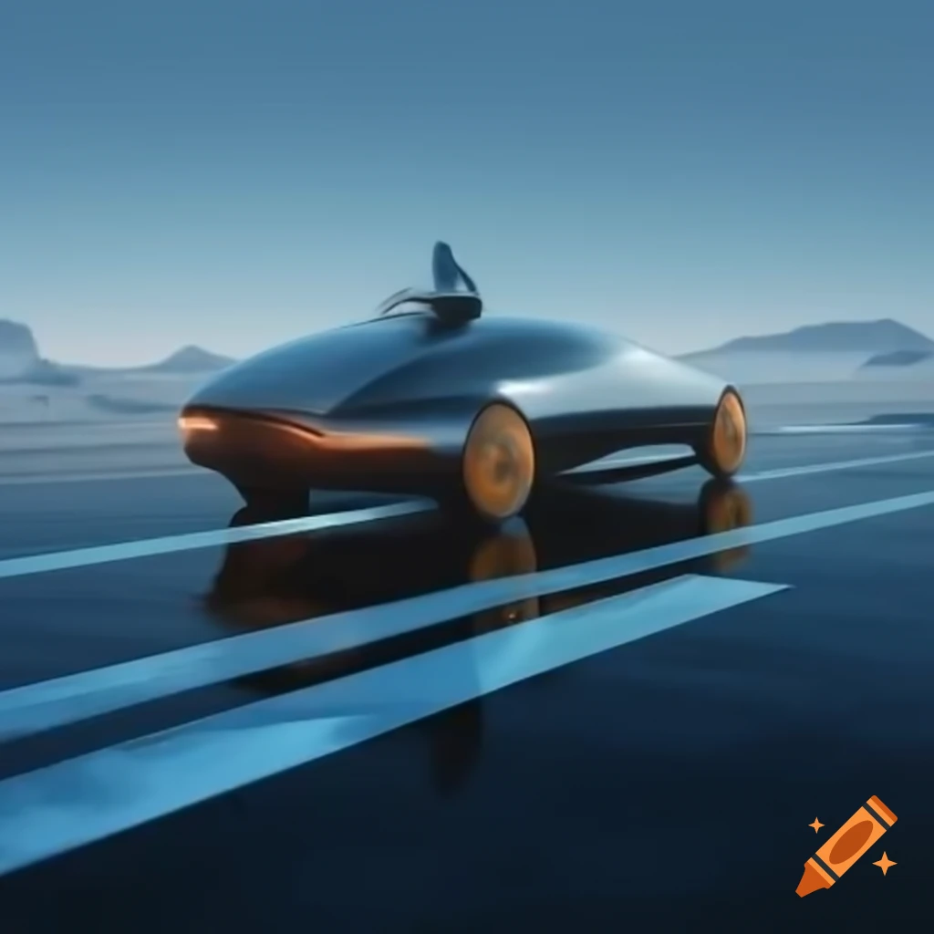Futuristic taxi driver in hover taxi navigating a modern landscape