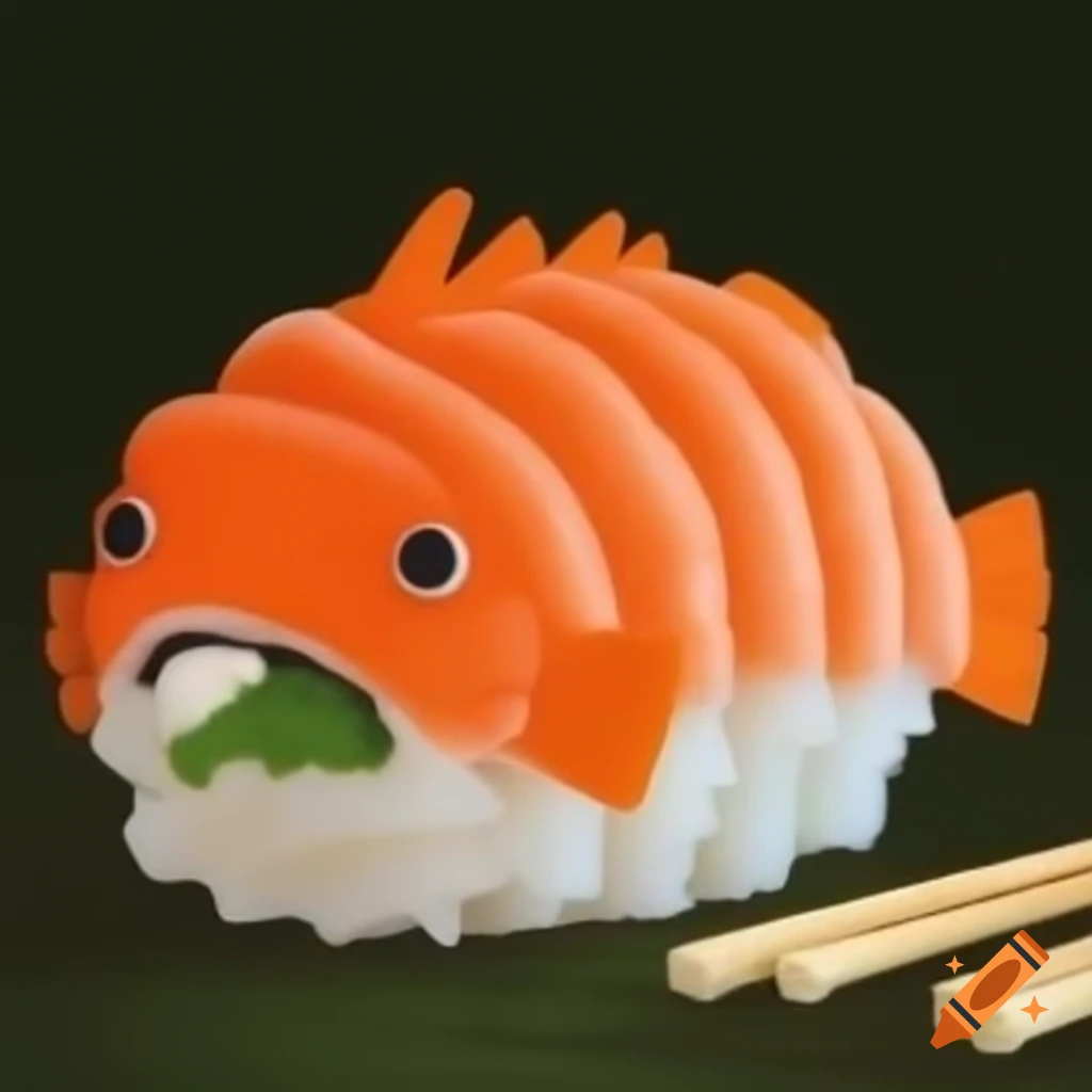 Creative fish mascot design for sushi delivery called fishsushi