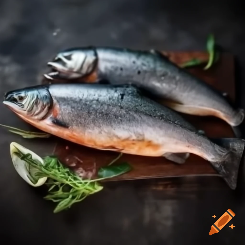 Whole stuffed salmon displayed beautifully