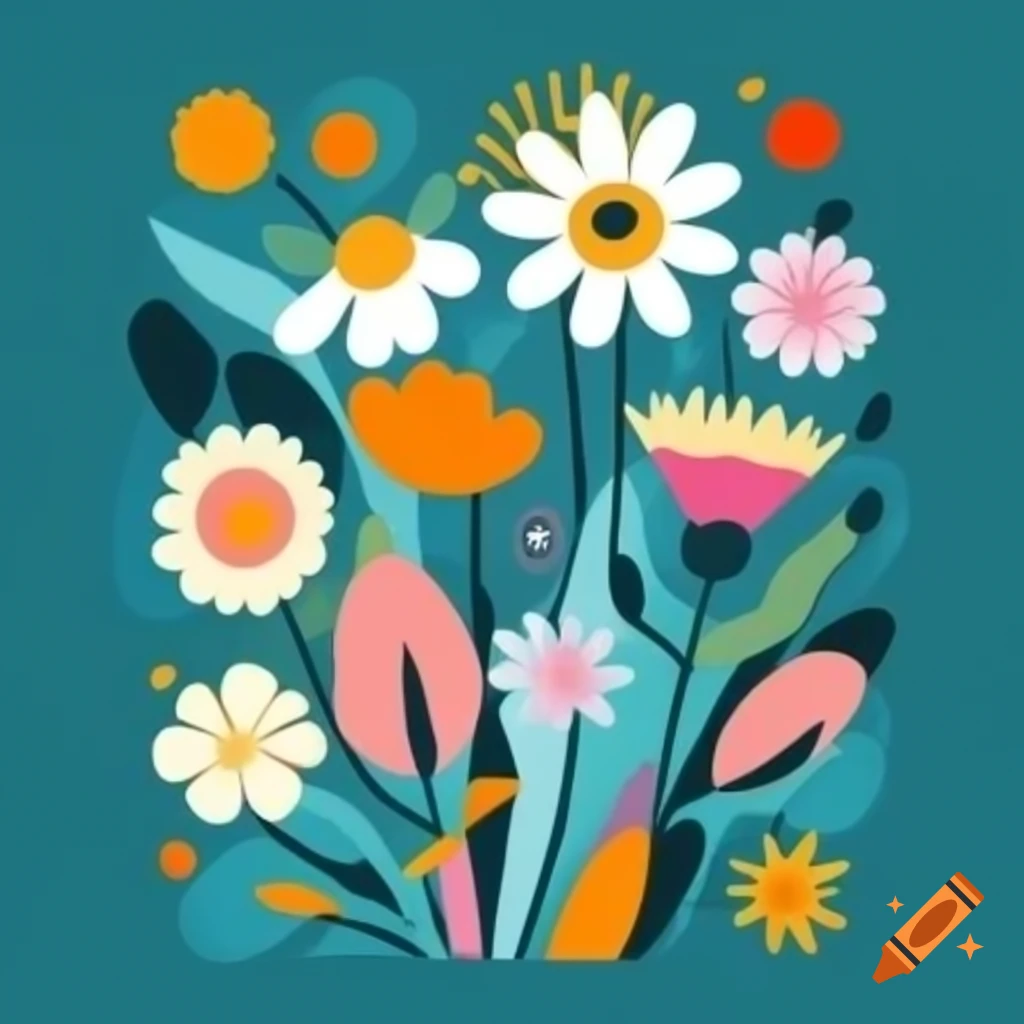 Contemporary illustration of vibrant flowers