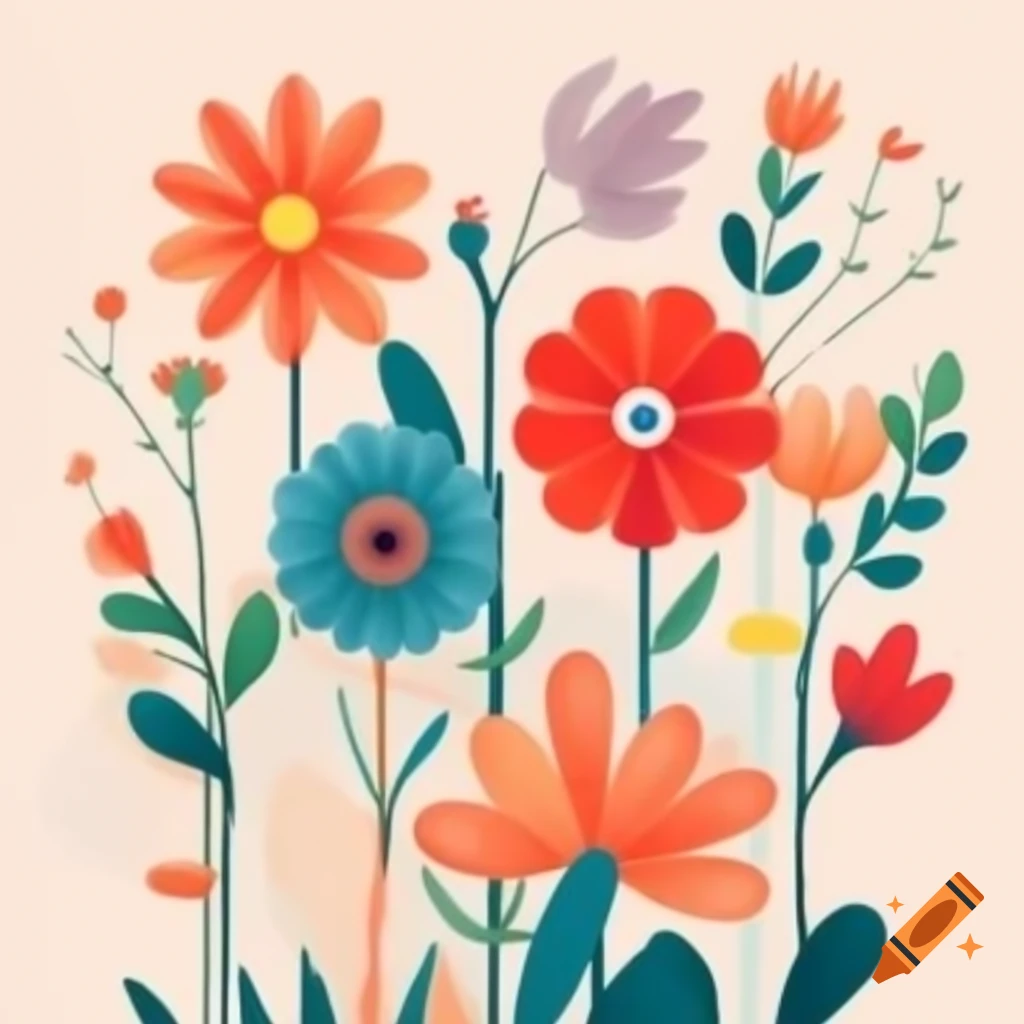 Contemporary illustration of vibrant flowers