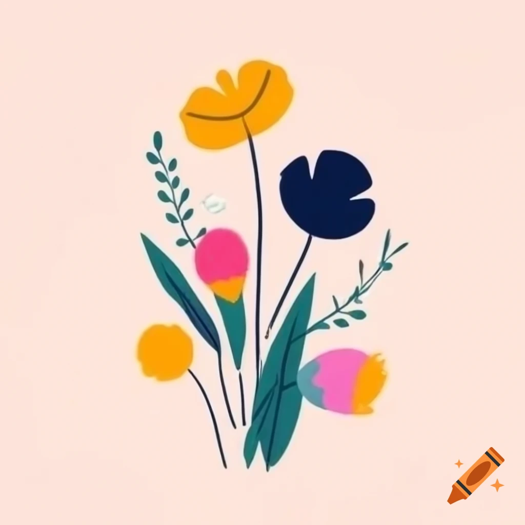 Contemporary illustration of vibrant flowers