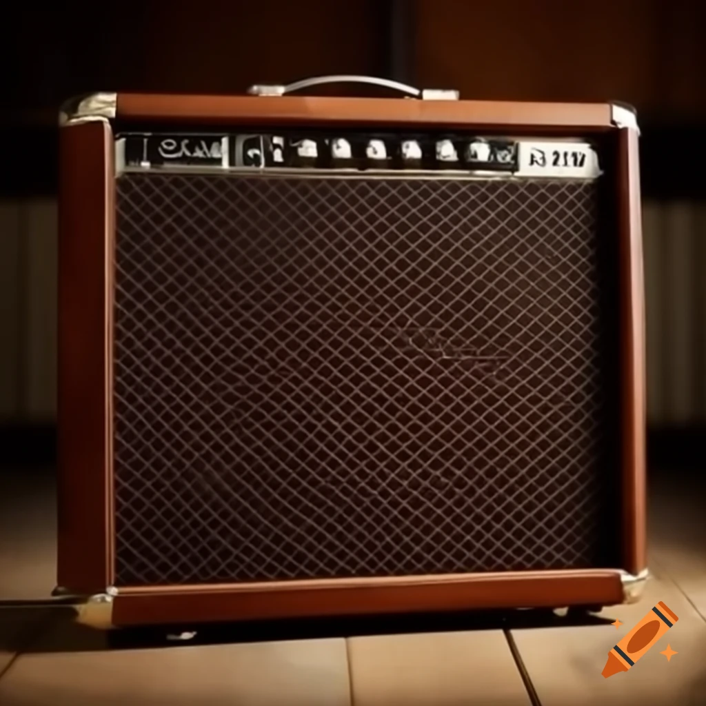 New mahogany guitar amplifier with gold trim and brown grill cloth
