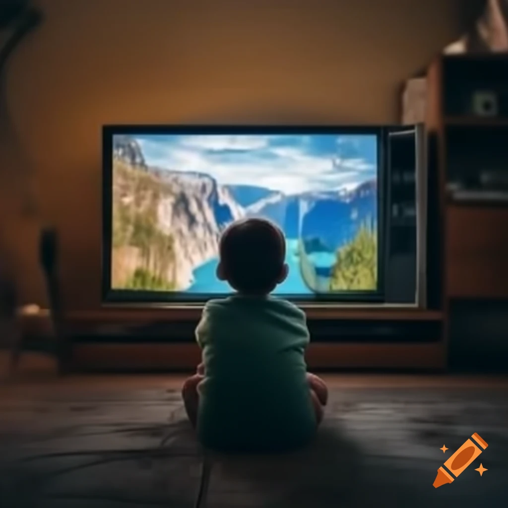 Child watching National Geographic on television