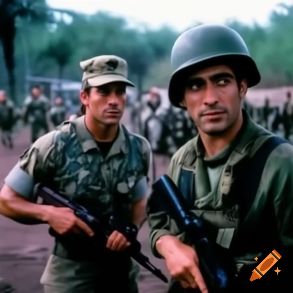 Jonathan Groff and Javier Bardem as soldiers in Jurassic Park 1993