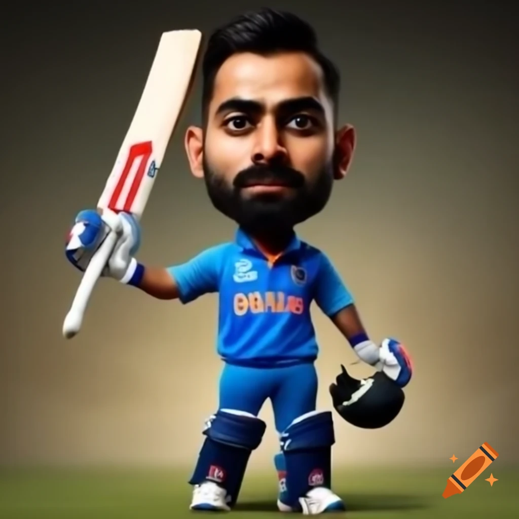 Bobblehead of Indian cricketer in 90's jersey holding a bat