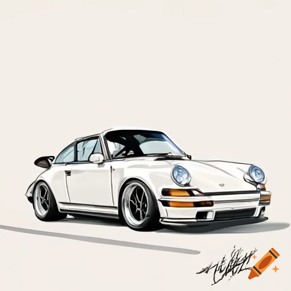 Sketch of Porsche 911 964 sports car