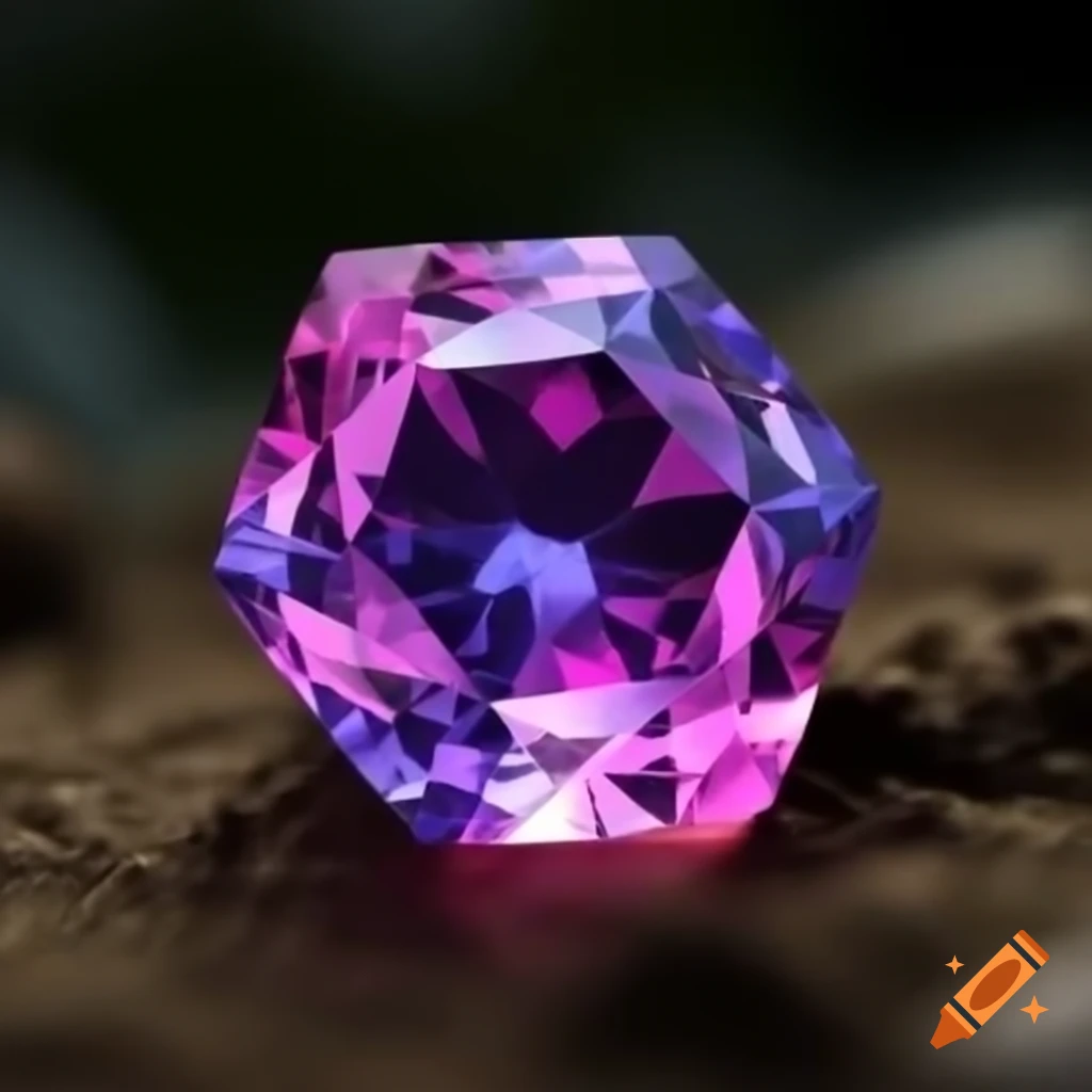 Elegant light pink, purple, and blue gem emerging from dirt