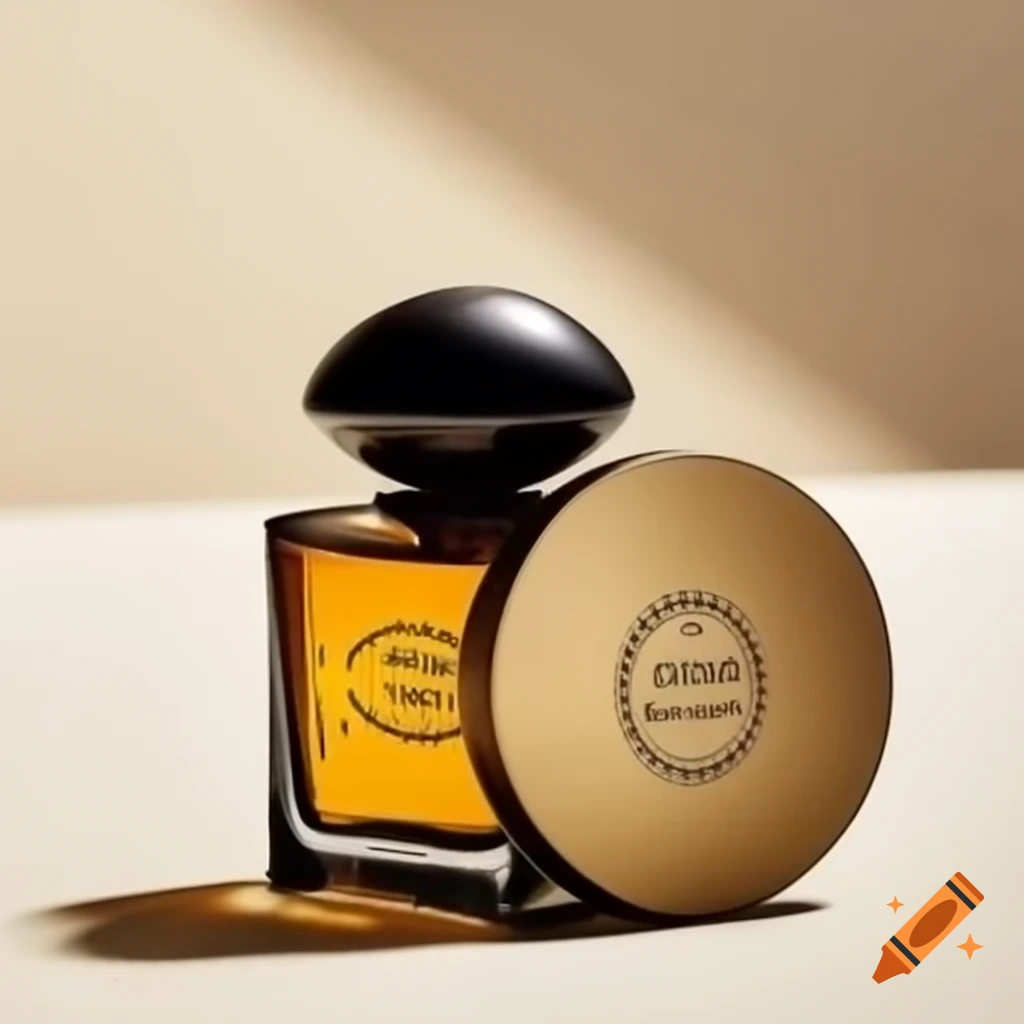 Elegant gold and black perfume bottle labeled 'Oud-al-Haramain'