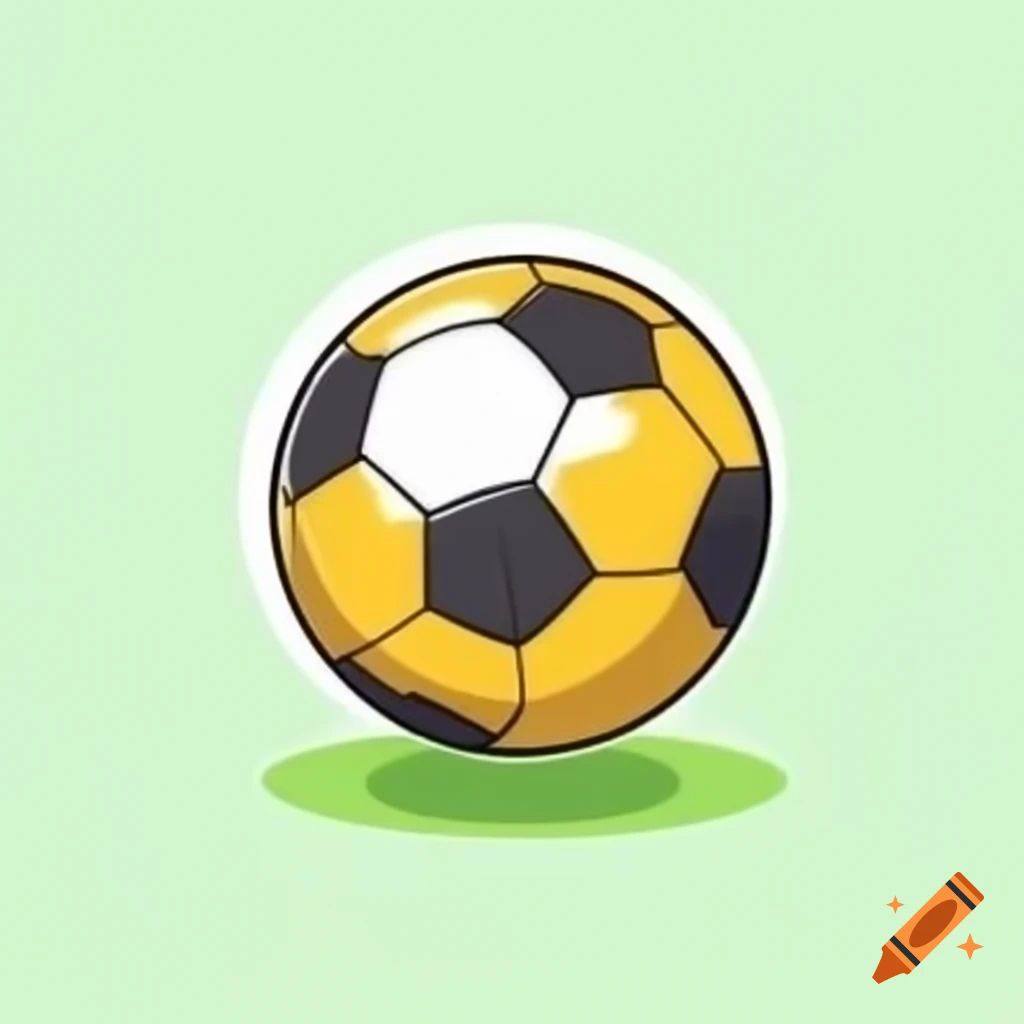 Bright cartoon soccer ball in children's book illustration style
