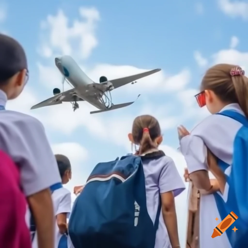 Carmelite sister with convent students and teachers flying on an airplane