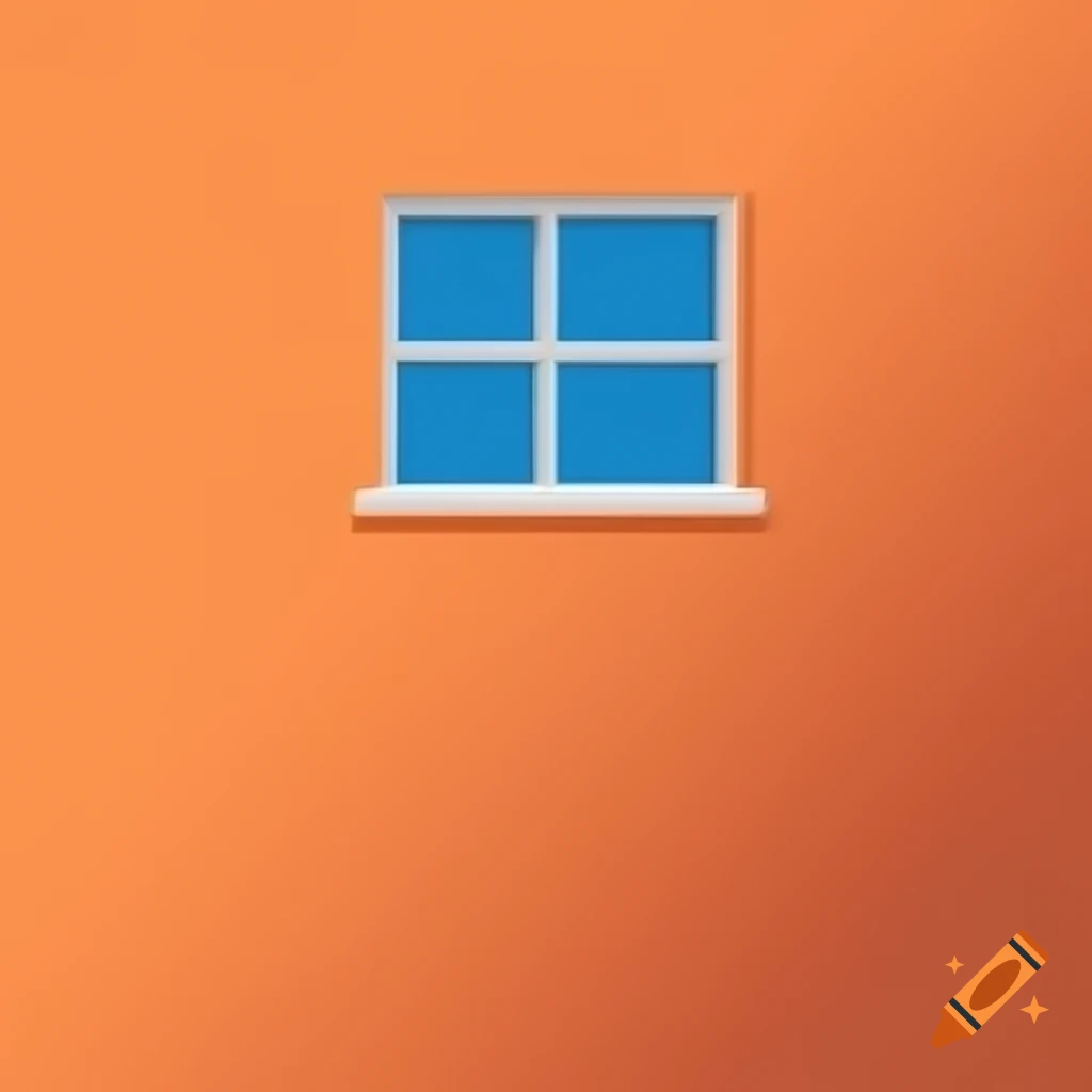 Orange wall featuring a window in the bottom right corner
