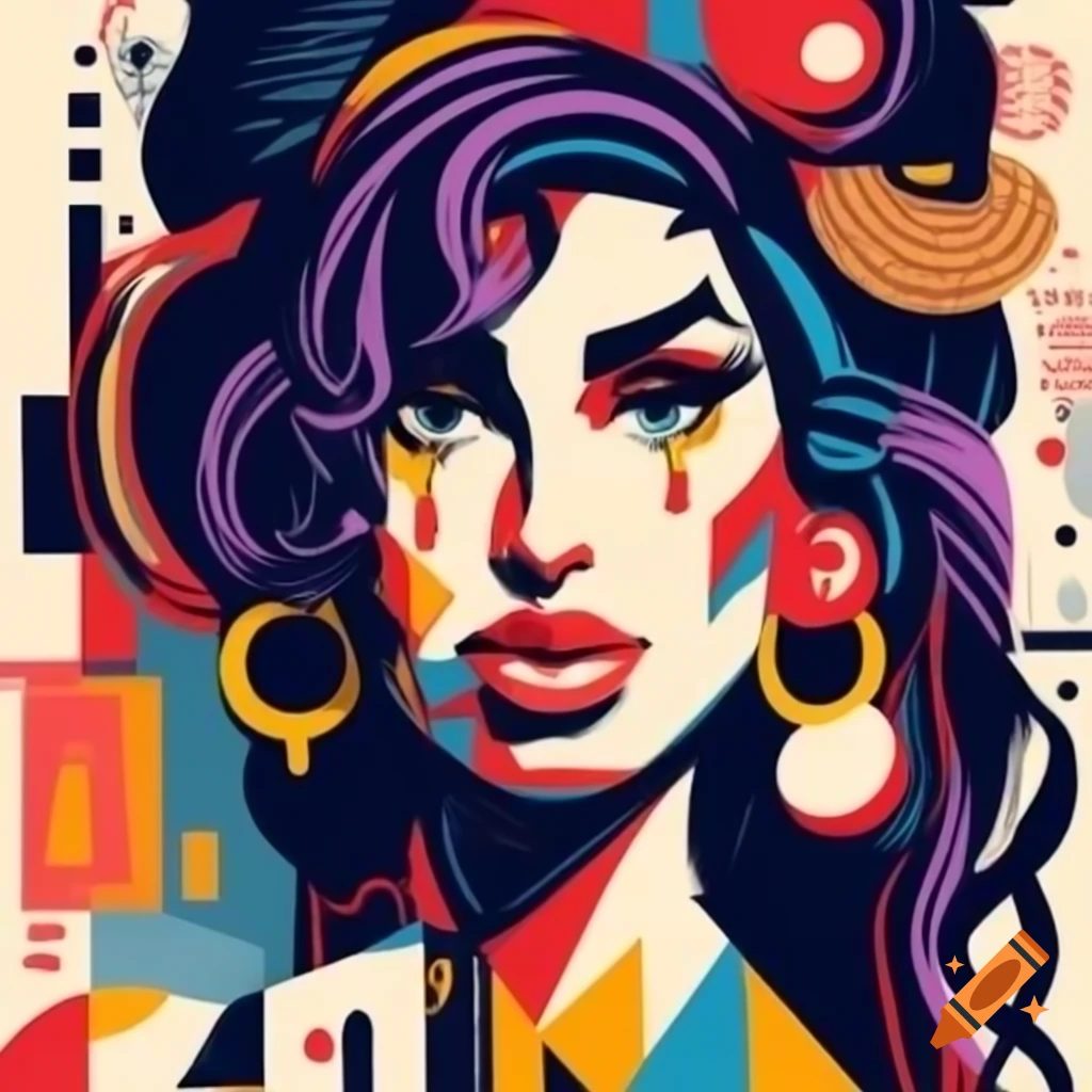 Cubism surrealism futuristic expressionism artwork inspired by Amy Winehouse
