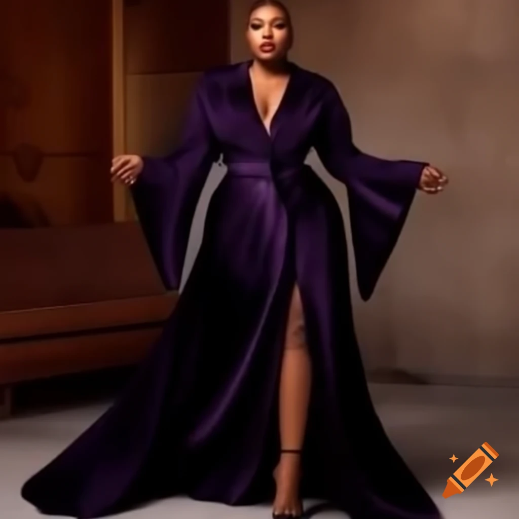 Elegant black robe with purple details