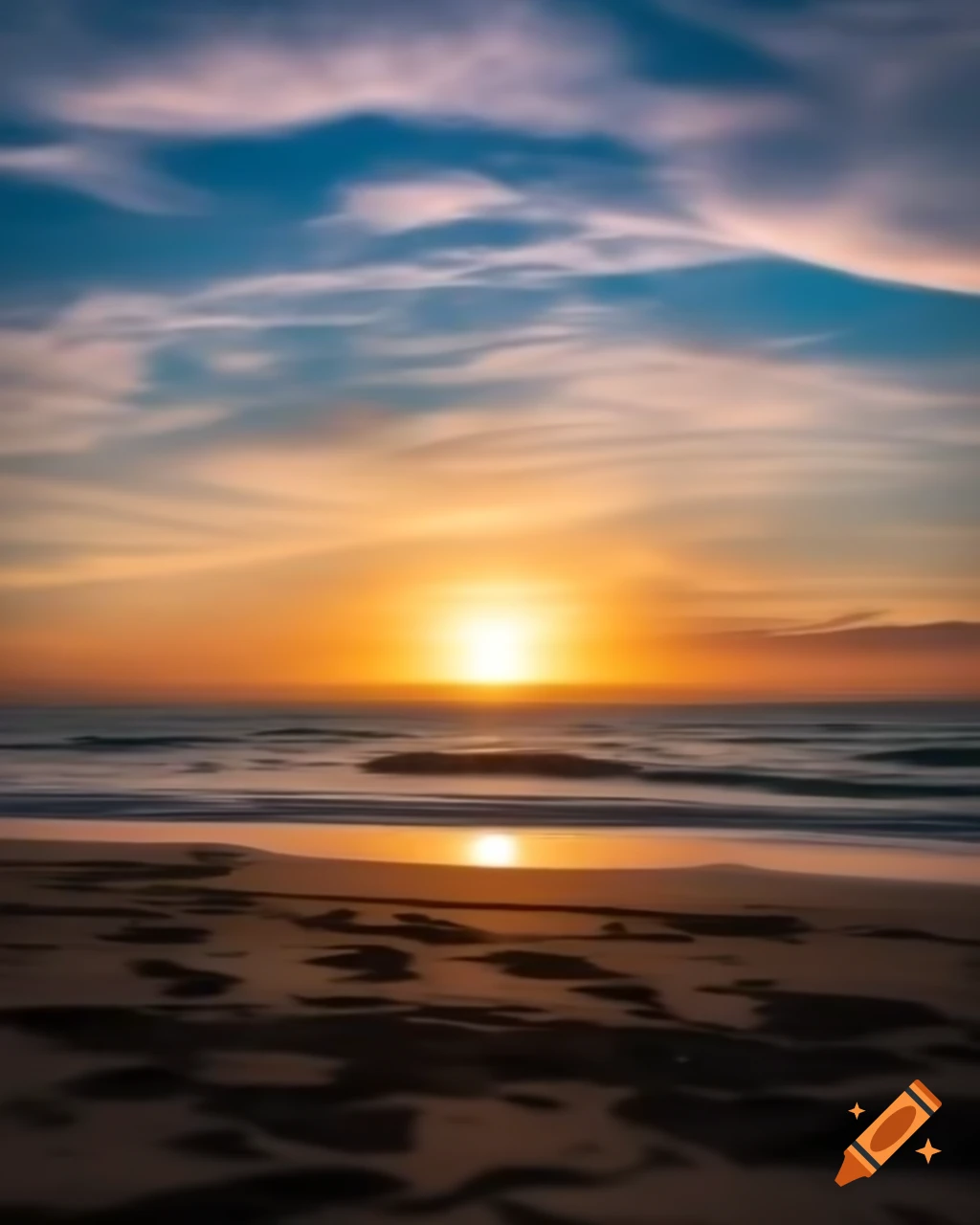 Beach landscape at sunrise with ocean view