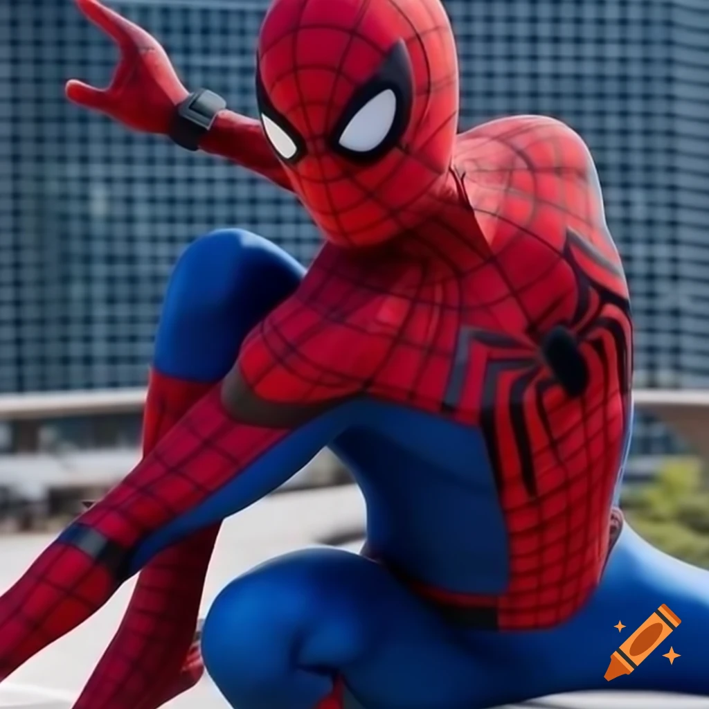 Spider-Man jumping between skyscrapers, capturing action and movement