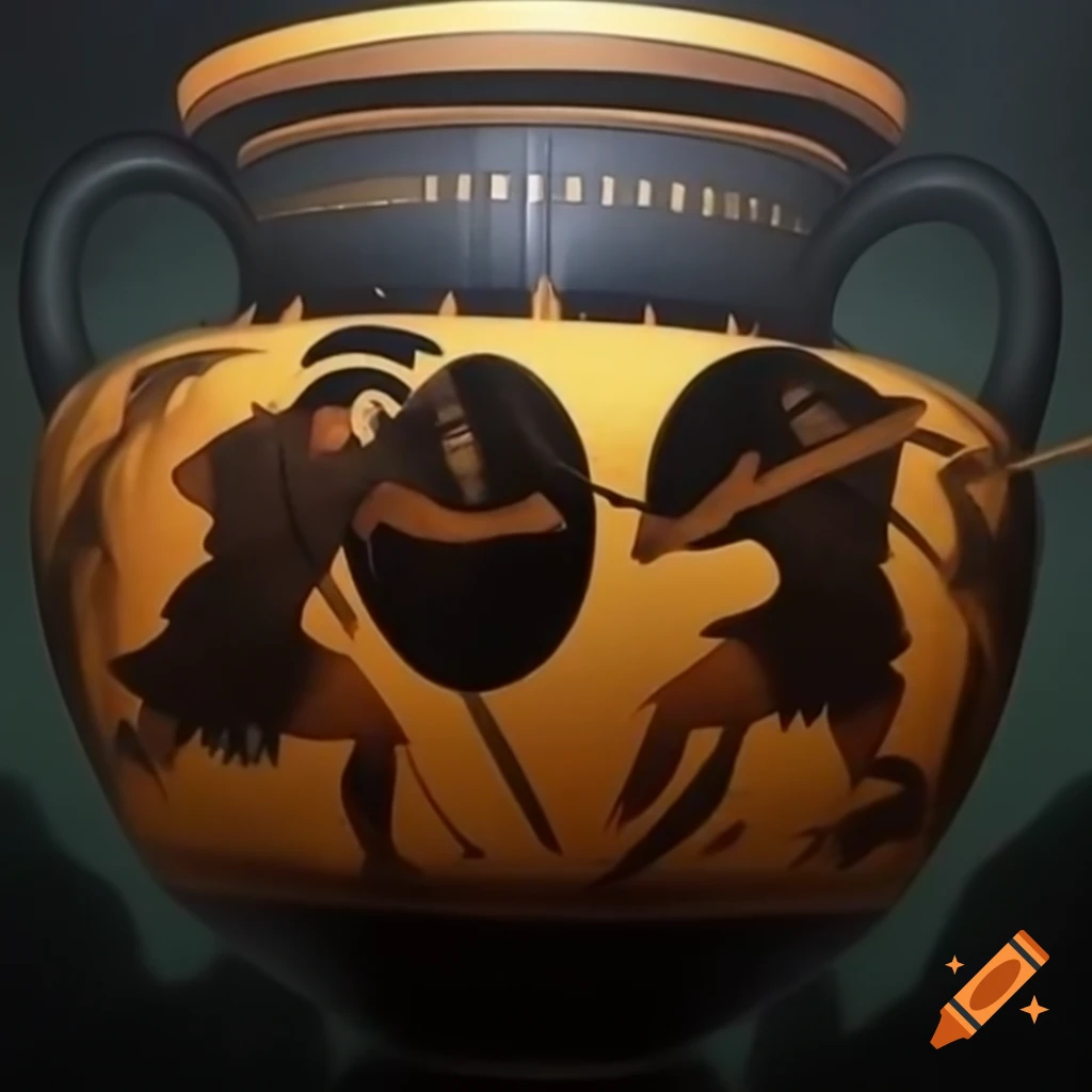 Spartan vase painting depicting a historical battle scene