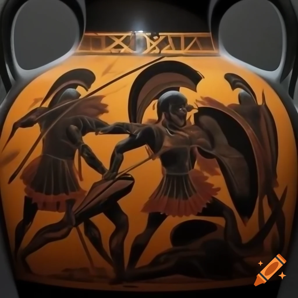 Spartan vase painting depicting a historical battle scene