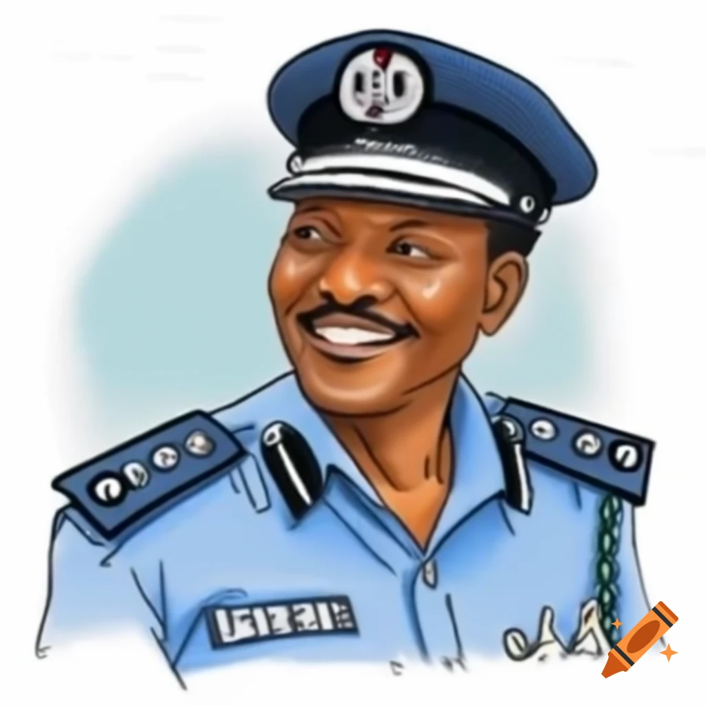 Kenyan police officer in full uniform depicted in full-body illustration