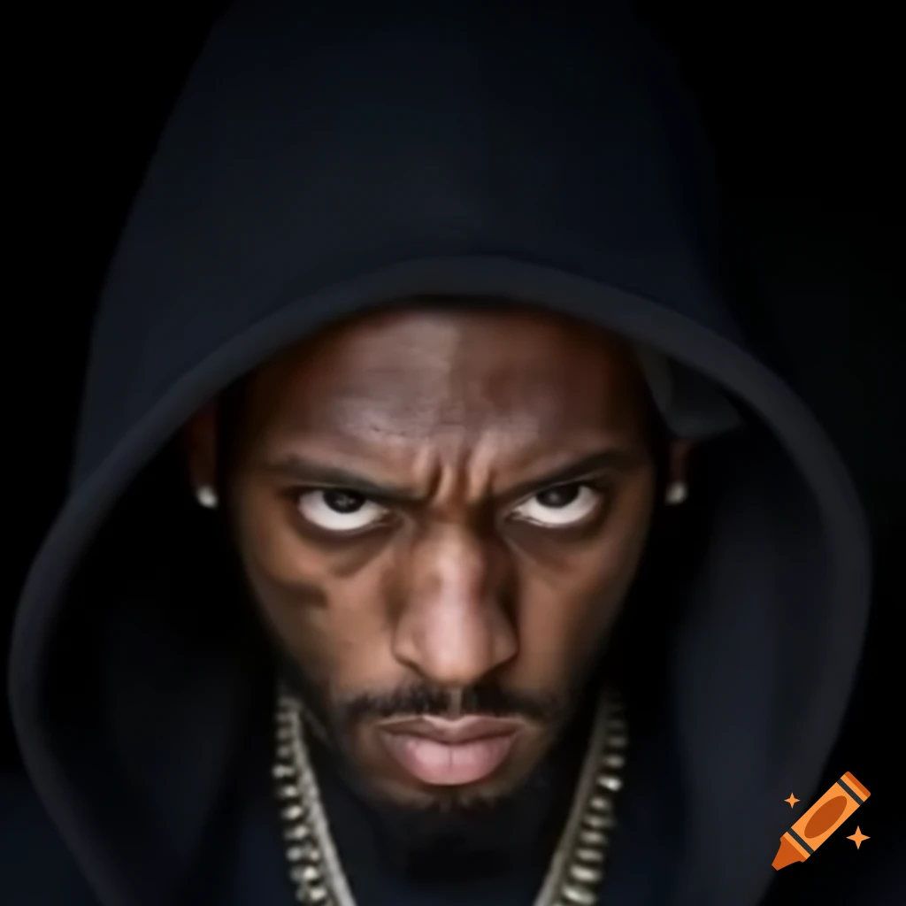 Young Arab man with beard wearing a hoodie, displaying an intense expression