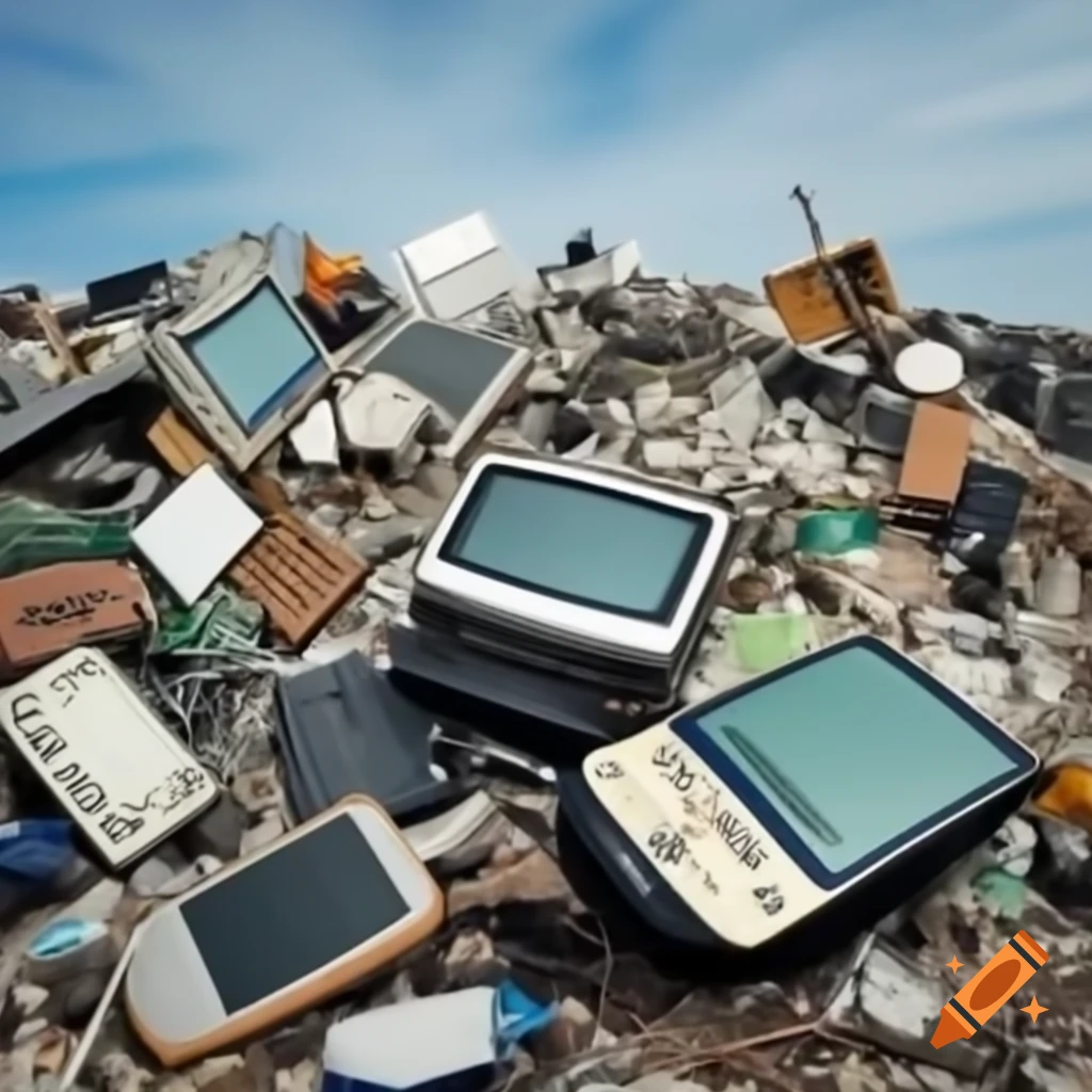 Landfill filled with discarded electronic devices