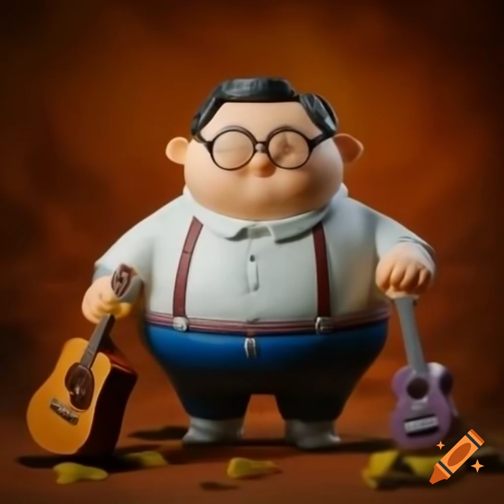 Action figure of Mayor Matt Burke with glasses and acoustic guitar accessory