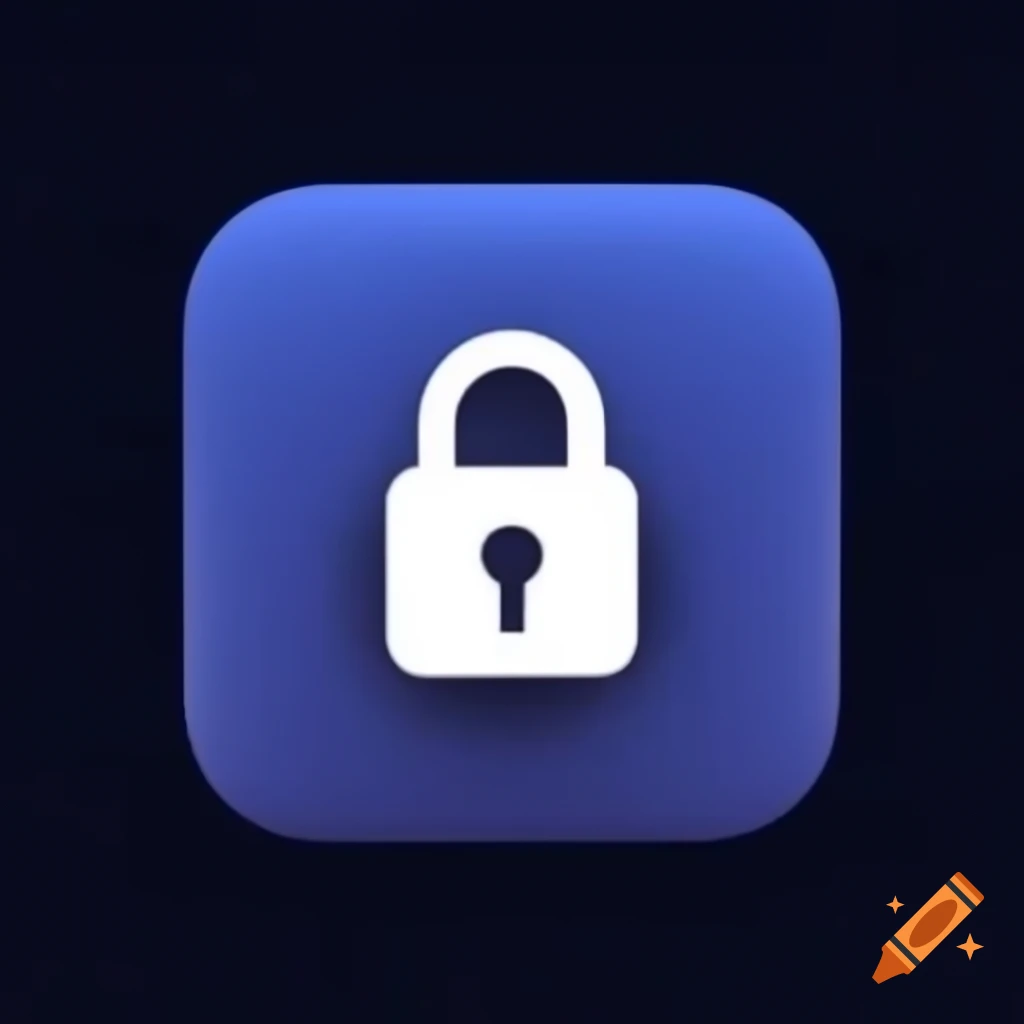 Stylized lock icon with white background and dark foreground