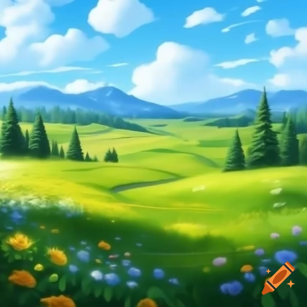 Vibrant realistic meadows with diverse flora