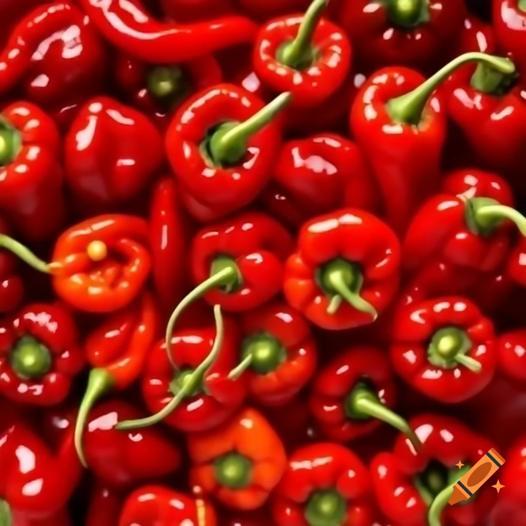Red habanero chili pepper with colorful chili background