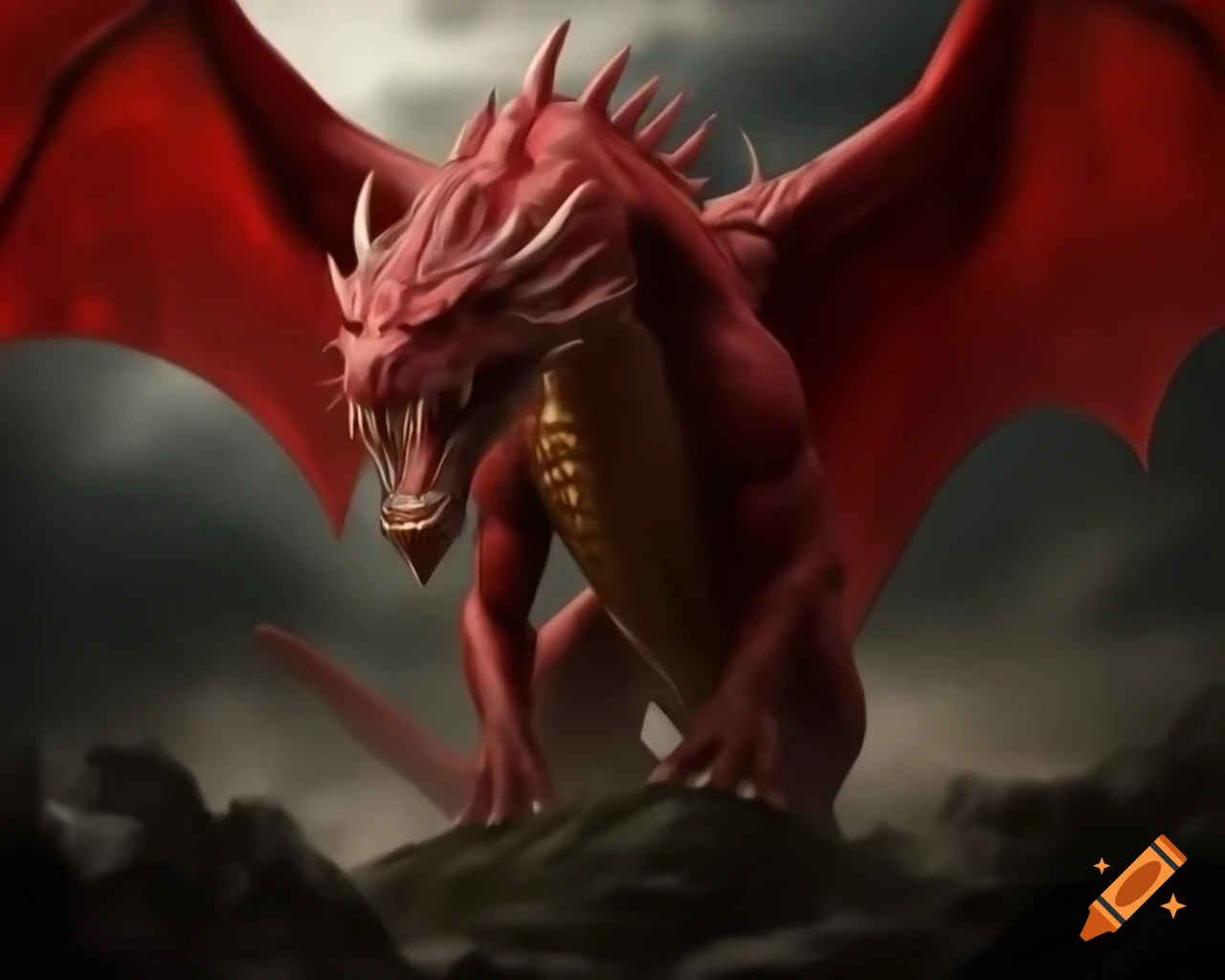 Realistic depiction of a majestic red dragon inspired by Drogoth from ...
