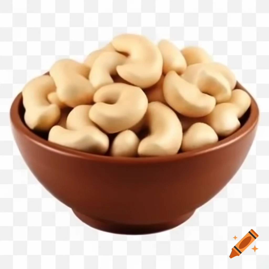 Cashew nuts in bowl, PNG format