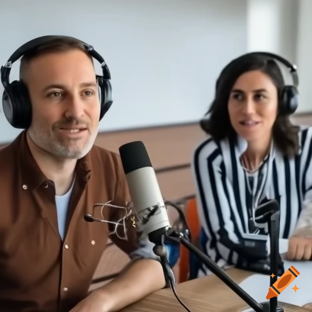 Two people discussing road construction in a podcast, motion graphics
