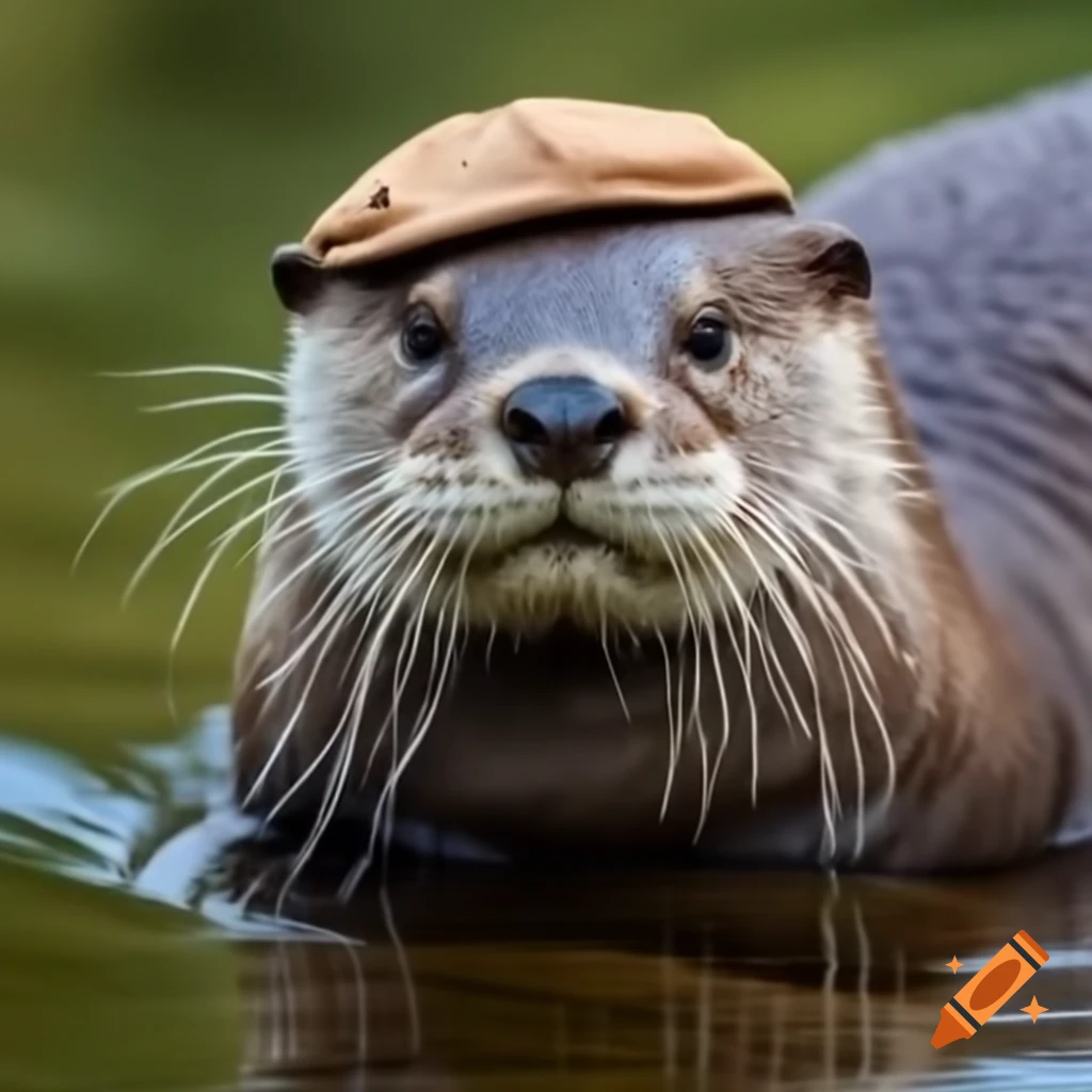 Otter wearing a cap