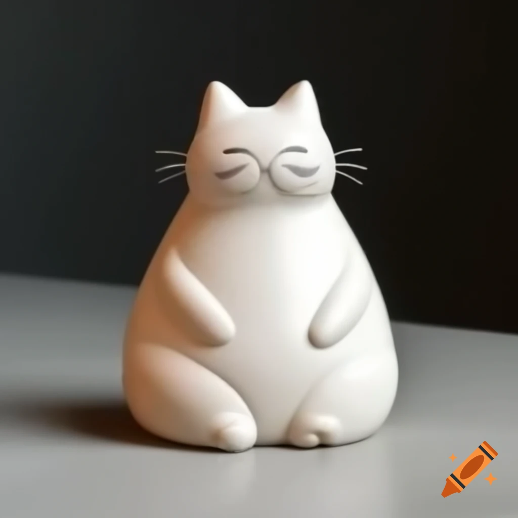 Stylized plump cat figurine with minimalist design