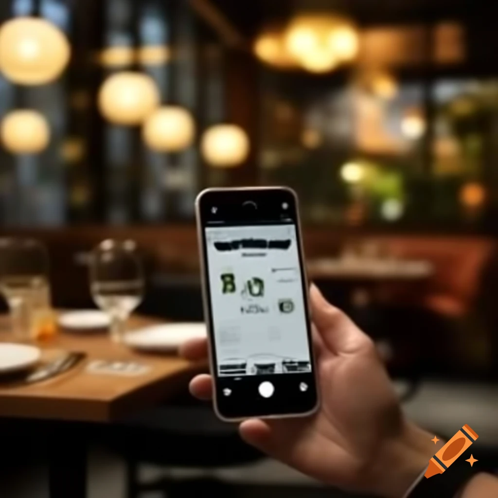 Mobile phone displaying QR code restaurant menu for DineSpace app