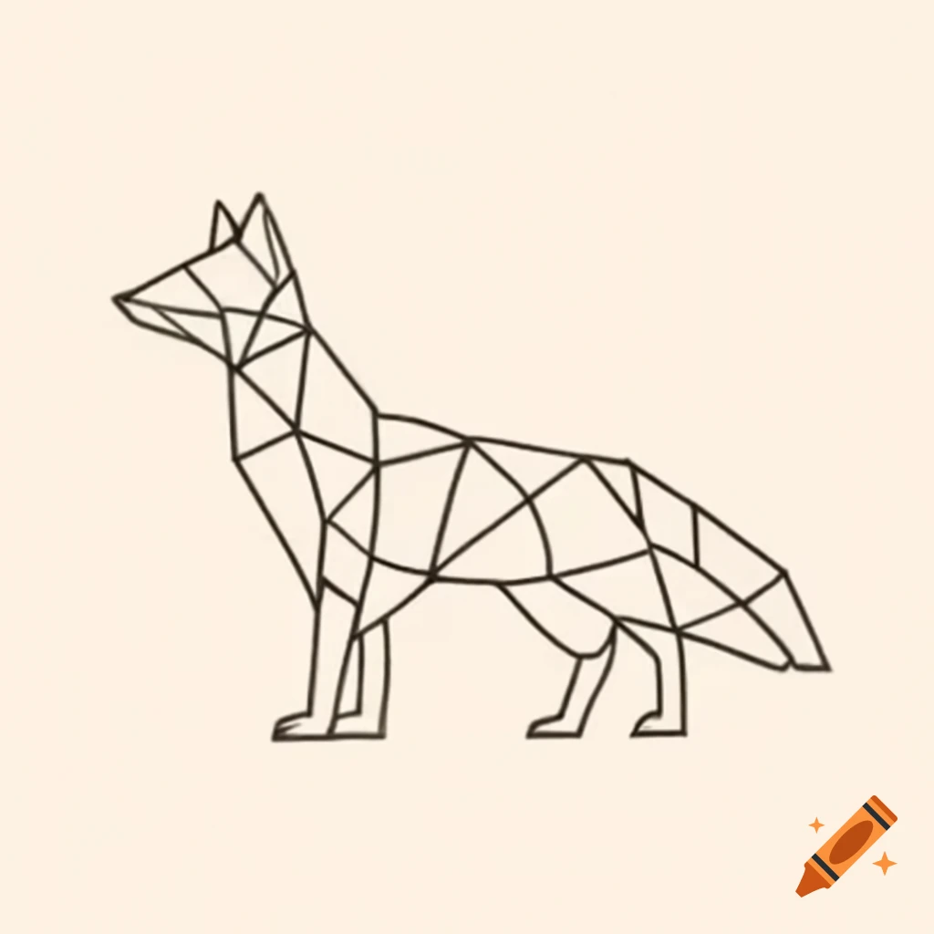 Geometrical one-line drawing of a fox profile