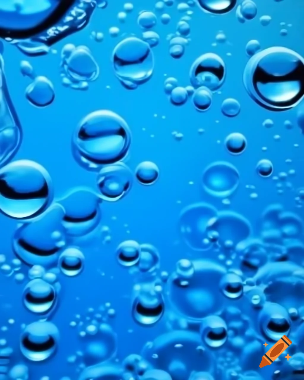 Blue translucent shining liquid with bubbles
