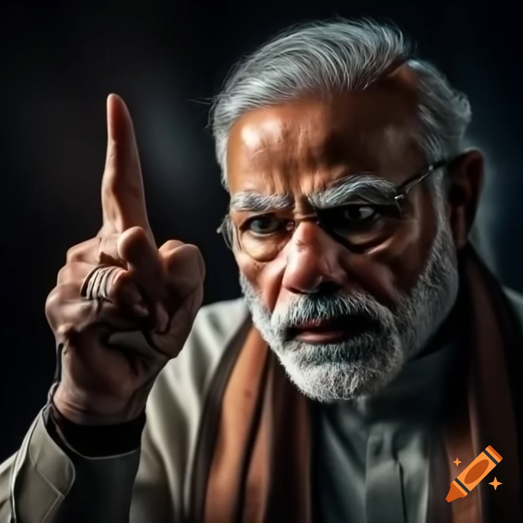 Modi Intense Close-up of Narendra Modi with intense expression pointing at viewer ...