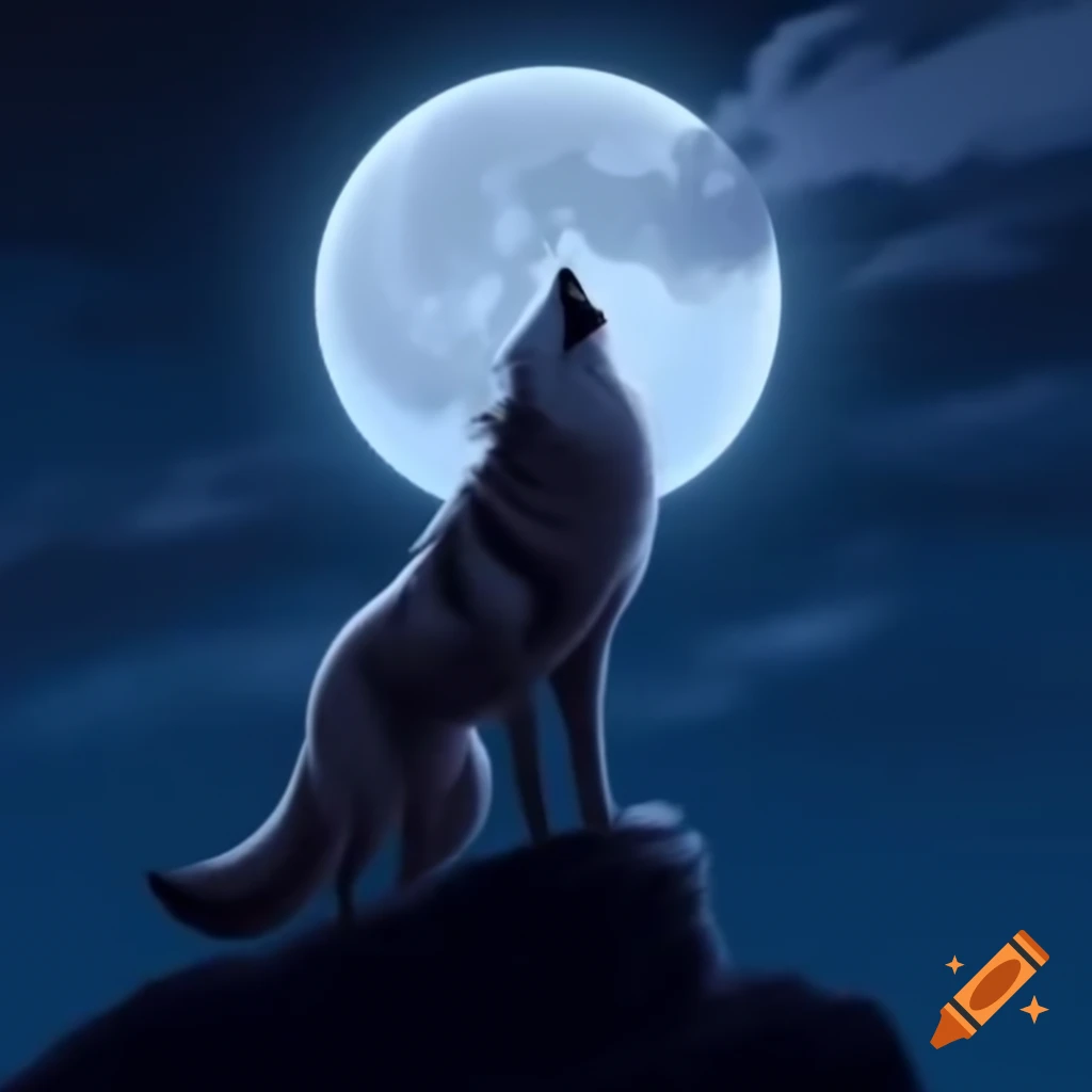 Wolf howling at the moon