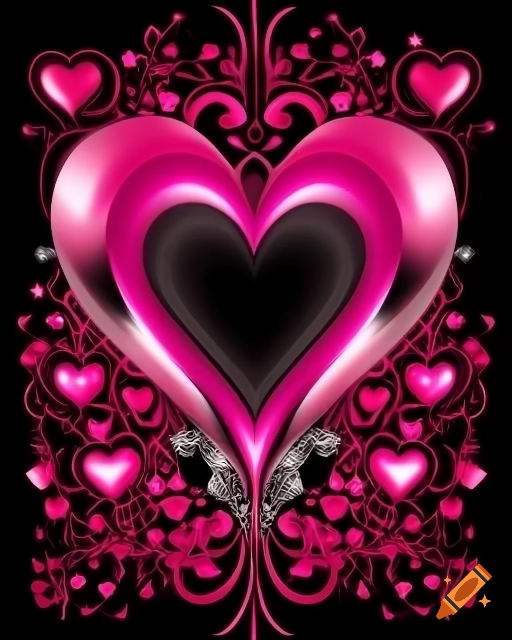 Abstract heart vector background for Valentine's Day with floral elements
