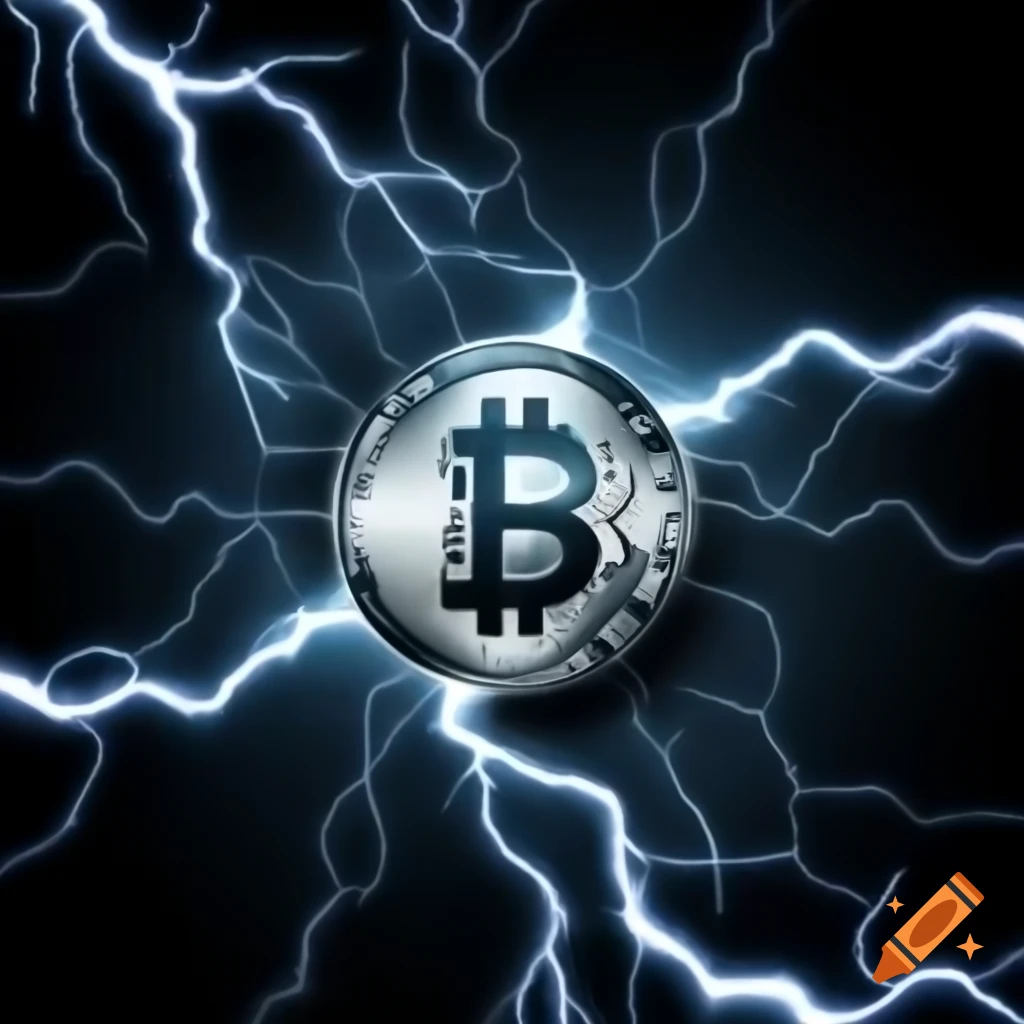 3D LTC and BTC logos side by side with lightning background