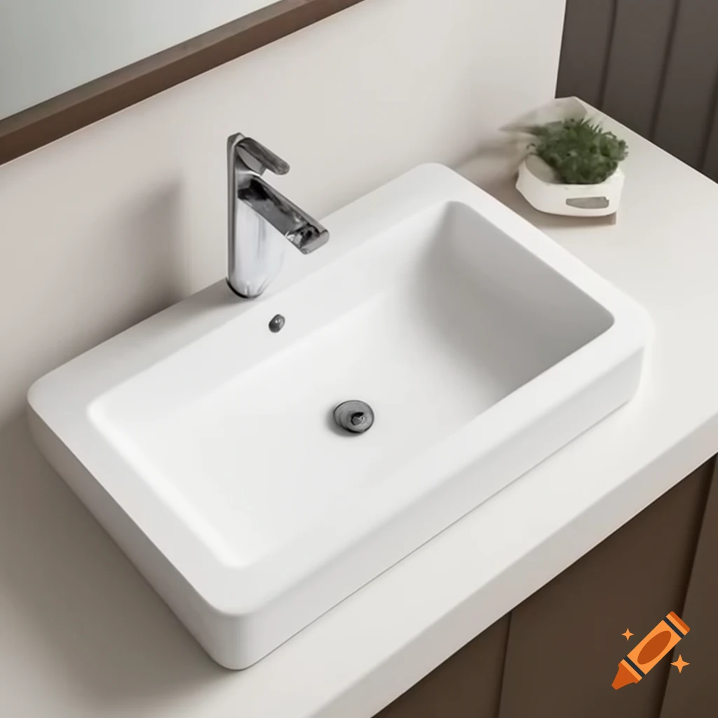 Modern bathroom sink design with built-in stepped rectangular washbasin