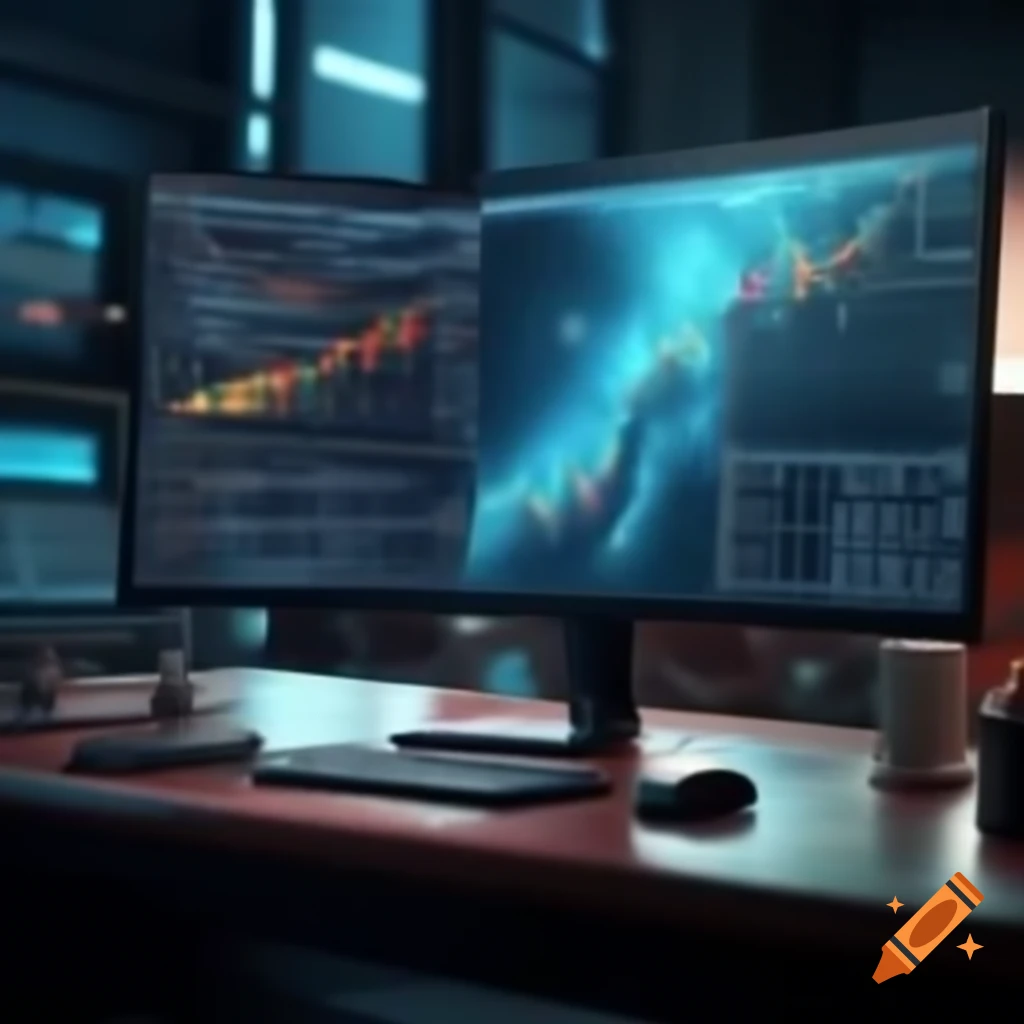 Monitor displaying AI augmented testing software with charts and diagrams
