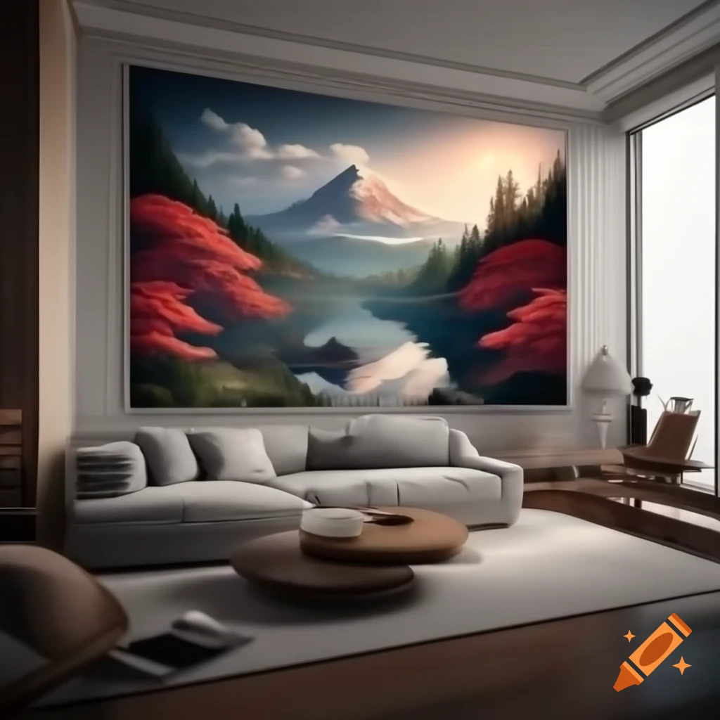 Japanese themed wall painting for living room decor