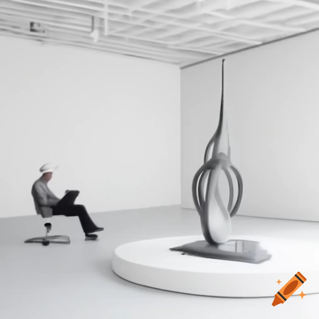 Bio-futuristic organic sculpture inspired by Mad Max in a white room, incorporating Zaha Hadid and Pierre Paulin designs