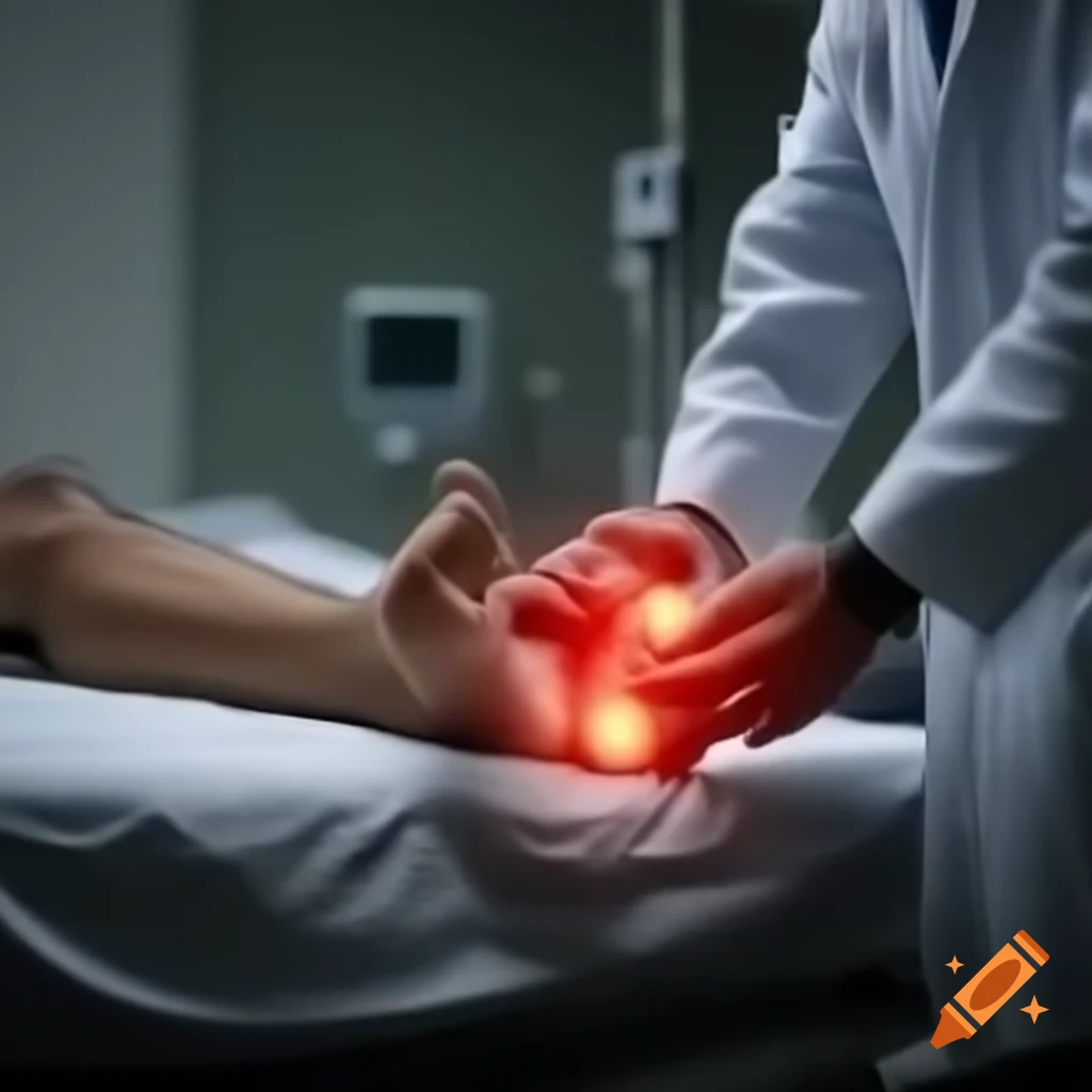 South Asian male patient showing injured foot to doctor in hospital