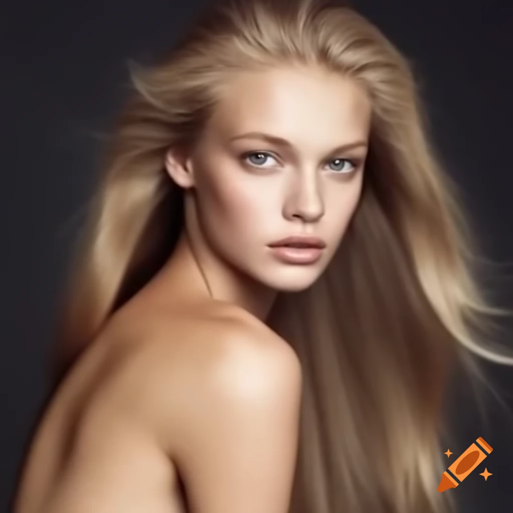Young woman supermodel in strapless dress showcasing fashion